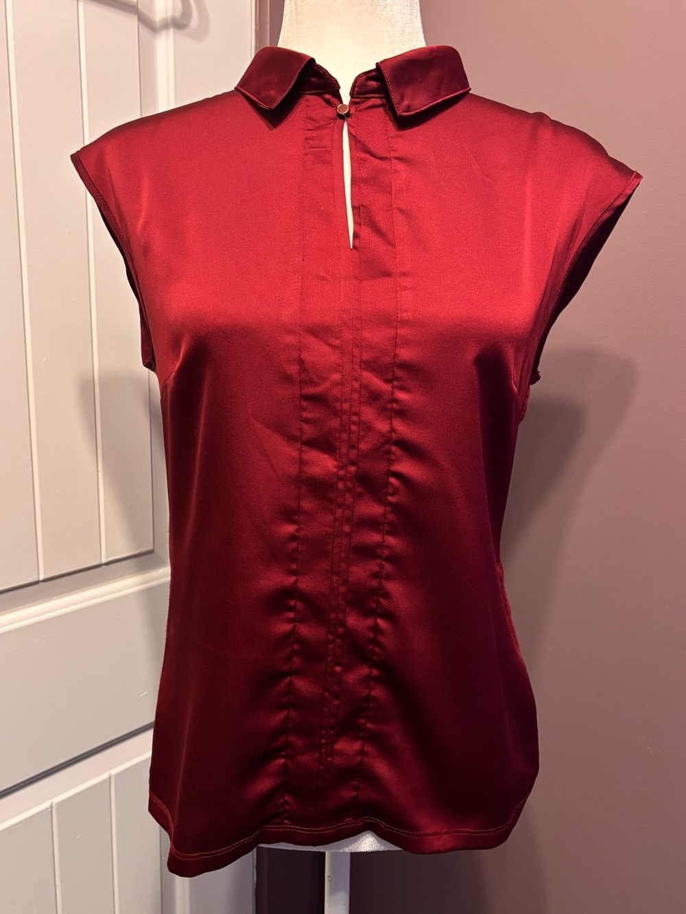 The Limited Red/Burgundy Cap-Sleeve Blouse